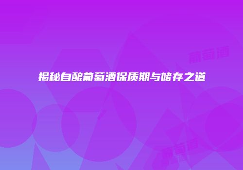 揭秘自酿葡萄酒保质期与储存之道