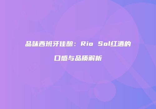 品味西班牙佳酿：Rio Sol红酒的口感与品质解析