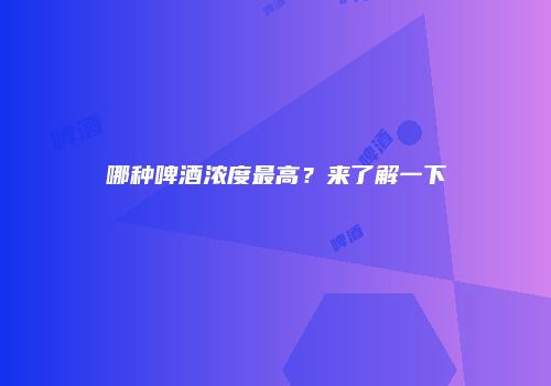 哪种啤酒浓度最高？来了解一下
