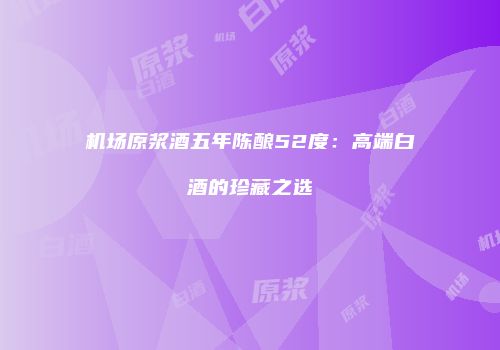 机场原浆酒五年陈酿52度：高端白酒的珍藏之选