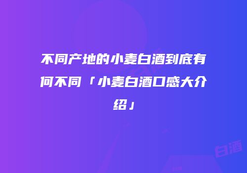 不同产地的小麦白酒到底有何不同「小麦白酒口感大介绍」