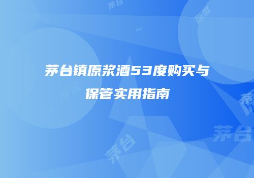 茅台镇原浆酒53度购买与保管实用指南