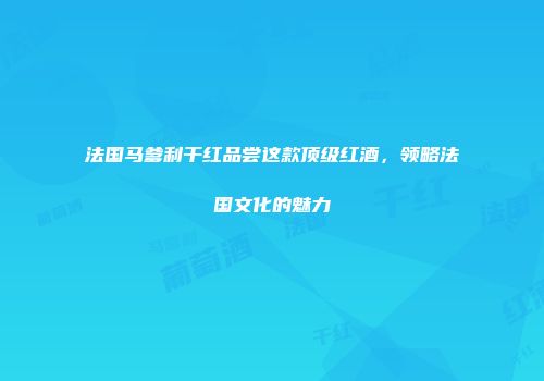 法国马爹利干红品尝这款顶级红酒，领略法国文化的魅力