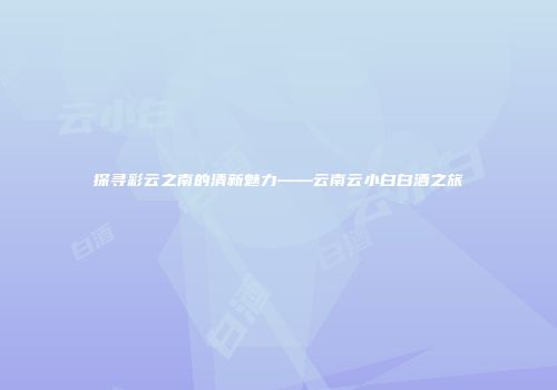 探寻彩云之南的清新魅力——云南云小白白酒之旅