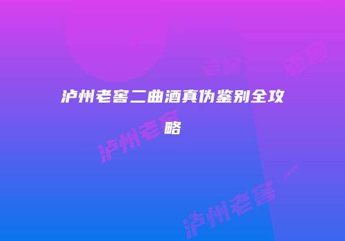 泸州老窖二曲酒真伪鉴别全攻略