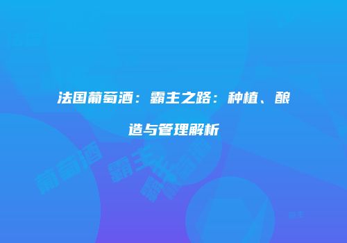 法国葡萄酒：霸主之路：种植、酿造与管理解析