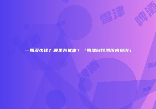 一瓶多少钱？哪里有优惠？「雪津白啤酒价格查询」