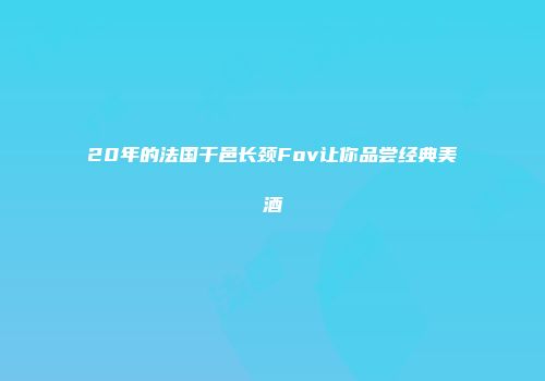 20年的法国干邑长颈Fov让你品尝经典美酒