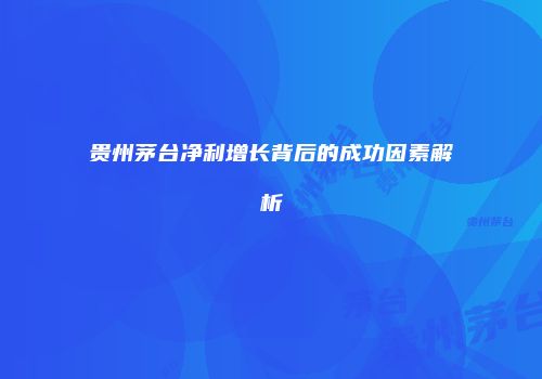 贵州茅台净利增长背后的成功因素解析
