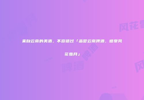 来自云南的美酒，不容错过「品尝云南啤酒，感受风花雪月」