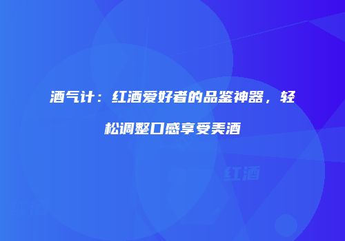 酒气计：红酒爱好者的品鉴神器，轻松调整口感享受美酒