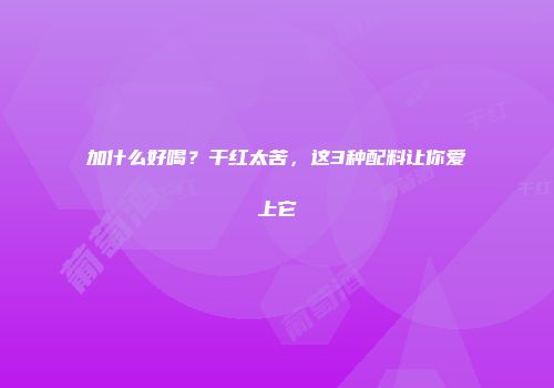 加什么好喝？干红太苦，这3种配料让你爱上它