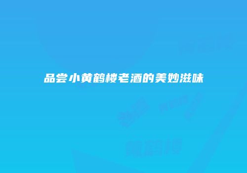 品尝小黄鹤楼老酒的美妙滋味