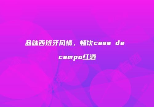 品味西班牙风情，畅饮casa de campo红酒