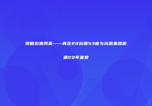 领略汾酒风采——青花20汾酒53度与汾酒集团原酒20年鉴赏