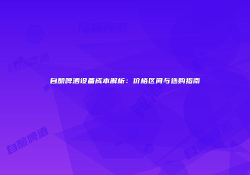 自酿啤酒设备成本解析：价格区间与选购指南