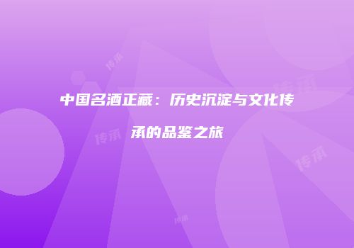 中国名酒正藏：历史沉淀与文化传承的品鉴之旅