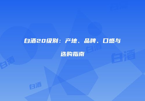 白酒20级别：产地、品牌、口感与选购指南