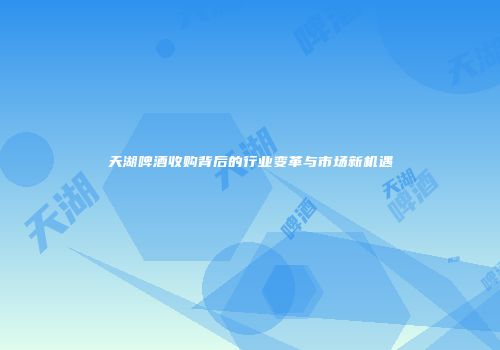 天湖啤酒收购背后的行业变革与市场新机遇