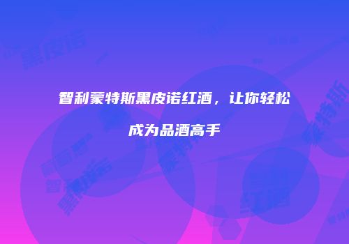 智利蒙特斯黑皮诺红酒，让你轻松成为品酒高手
