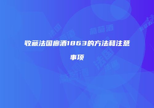 收藏法国廊酒1863的方法和注意事项