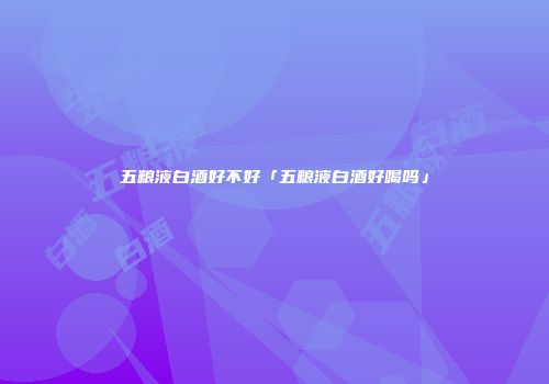 五粮液白酒好不好「五粮液白酒好喝吗」