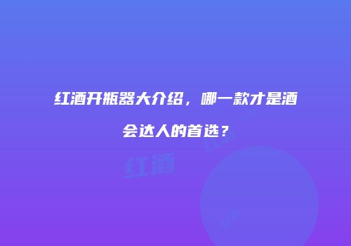 红酒开瓶器大介绍，哪一款才是酒会达人的首选？