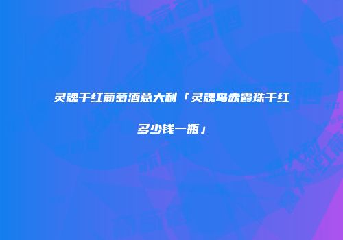 灵魂干红葡萄酒意大利「灵魂鸟赤霞珠干红多少钱一瓶」