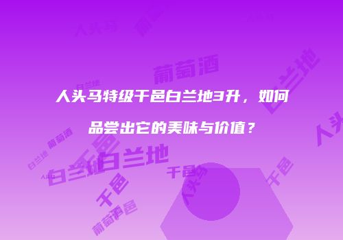 人头马特级干邑白兰地3升，如何品尝出它的美味与价值？
