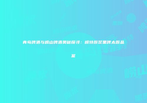 青岛啤酒与崂山啤酒奥秘探寻：崂特原浆黑啤太原品鉴