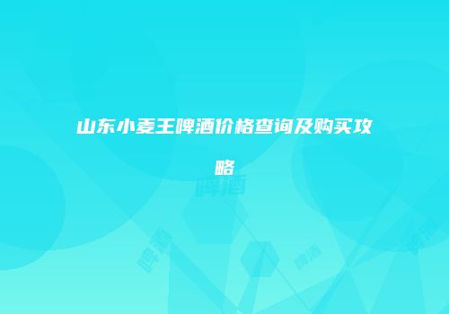 山东小麦王啤酒价格查询及购买攻略
