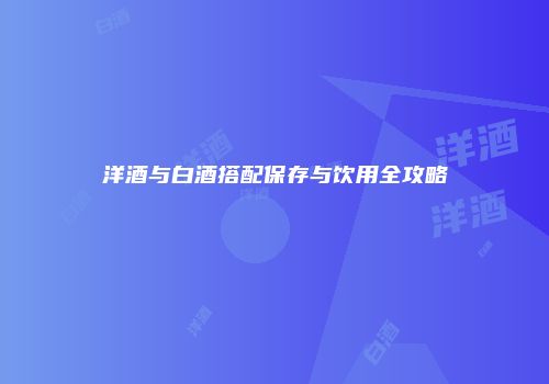 洋酒与白酒搭配保存与饮用全攻略