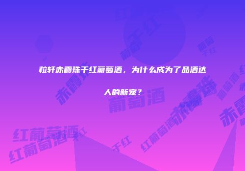 粒轩赤霞珠干红葡萄酒，为什么成为了品酒达人的新宠？