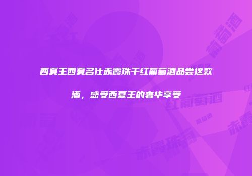 西夏王西夏名仕赤霞珠干红葡萄酒品尝这款酒，感受西夏王的奢华享受