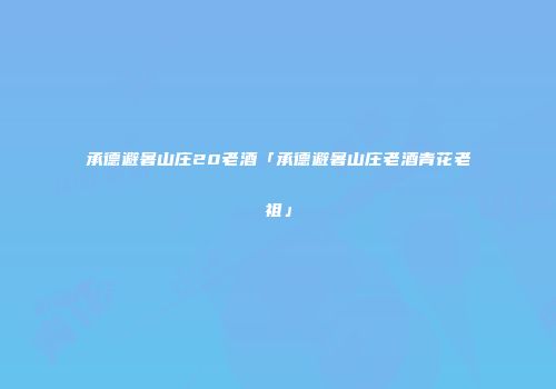 承德避暑山庄20老酒「承德避暑山庄老酒青花老祖」