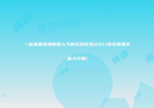 一起来感受酒香和人气的狂欢时刻(2017燕京啤酒节盛大开幕)