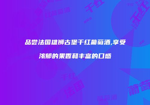 品尝法国雄狮古堡干红葡萄酒,享受浓郁的果香和丰富的口感