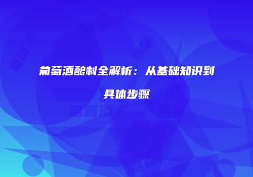 葡萄酒酿制全解析：从基础知识到具体步骤