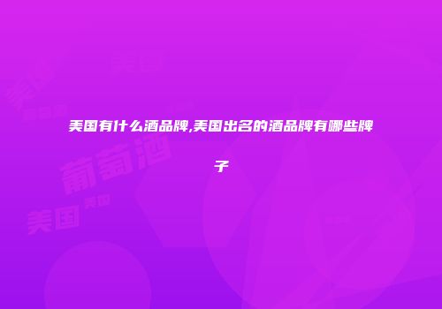 美国有什么酒品牌,美国出名的酒品牌有哪些牌子