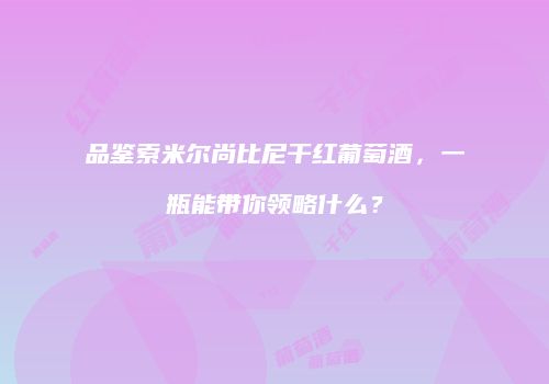 品鉴索米尔尚比尼干红葡萄酒，一瓶能带你领略什么？