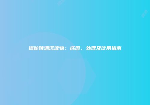 揭秘啤酒沉淀物：成因、处理及饮用指南