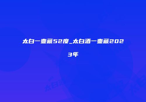 太白一壶藏52度_太白酒一壶藏2023年