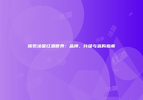 探索法国红酒世界：品牌、分级与选购指南