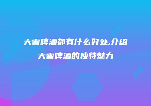 大雪啤酒都有什么好处,介绍大雪啤酒的独特魅力