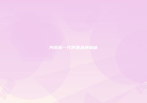河南新一代啤酒品牌探秘