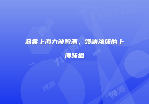 品尝上海力波啤酒，领略浓郁的上海味道