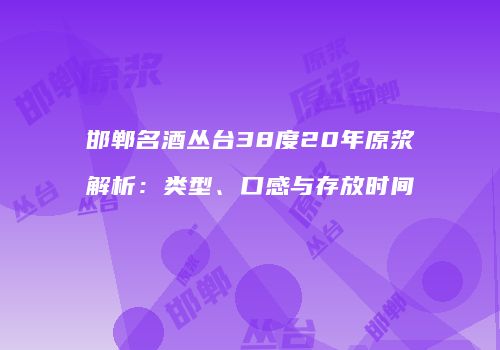 邯郸名酒丛台38度20年原浆解析：类型、口感与存放时间