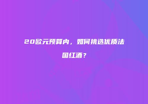20欧元预算内，如何挑选优质法国红酒？