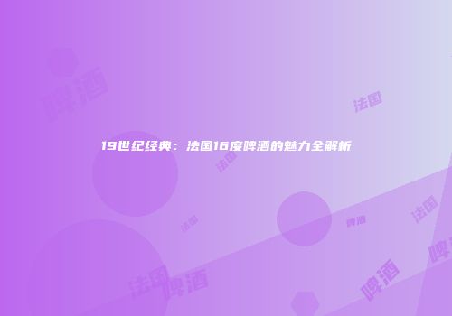 19世纪经典：法国16度啤酒的魅力全解析