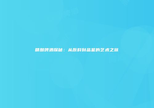 精酿啤酒探秘：从原料到品鉴的艺术之旅